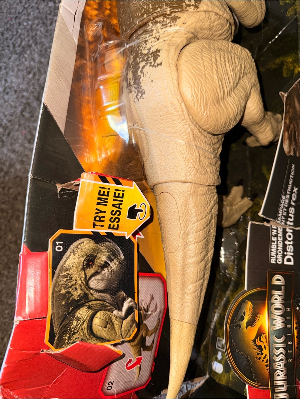 Jurassic World Rebirth Distortus Rex, Drex 22Inch Rumble N Rampage Dinosaur Toy - Picture 8 of 10